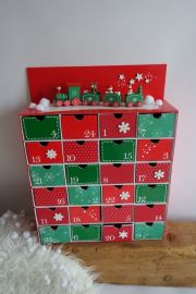 Adventní kalendář *červeno-zelený* - s mašinkou - různá provedení