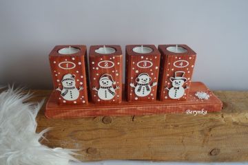 Adventní svícny se sněhuláky - různé barvy