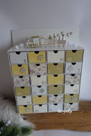 Adventní kalendář zlato-bílý s mašinkou - různá provedení