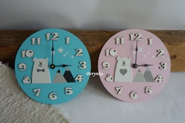 Dětské hodiny s medvědem - kulaté/čtvercové