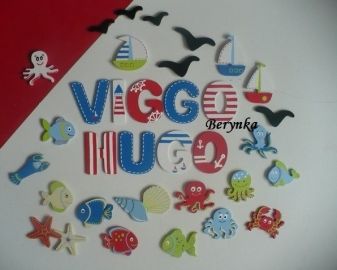 Dřevěná písmenka "s námořnickými obrázky"