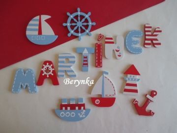 Dřevěná písmenka "s námořnickými obrázky"