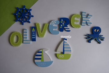 Dřevěná písmenka "s námořnickými obrázky"