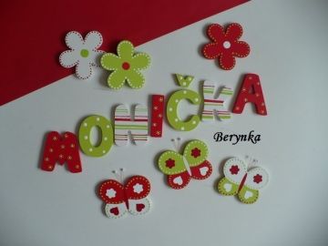 Dřevěná písmenka "proužky a puntíky"