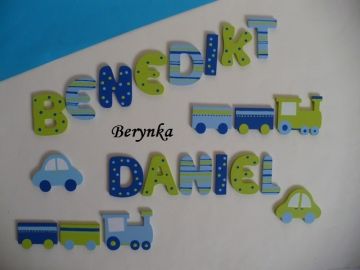 Dřevěná písmenka "proužky a puntíky"