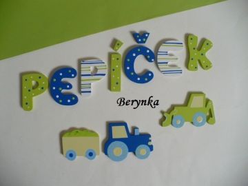 Dřevěná písmenka "proužky a puntíky"