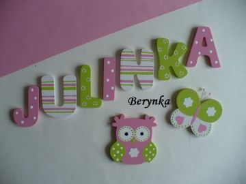 Dřevěná písmenka "proužky a puntíky"