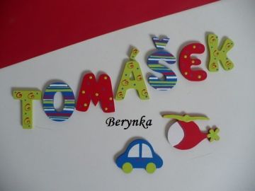 Dřevěná písmenka "proužky a puntíky"