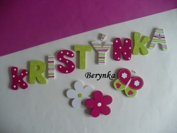 Dřevěná písmenka "proužky a puntíky"