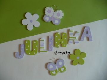 Dřevěná písmenka "proužky a puntíky"