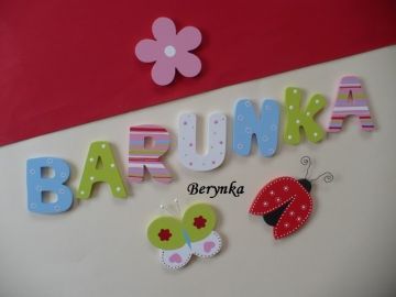 Dřevěná písmenka "proužky a puntíky"