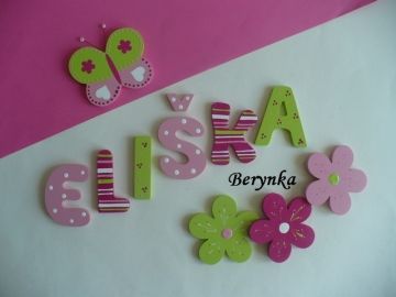 Dřevěná písmenka "proužky a puntíky"