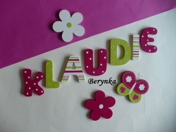 Dřevěná písmenka "proužky a puntíky"