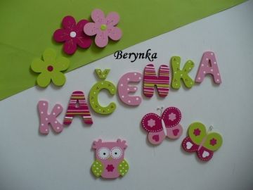 Dřevěná písmenka "proužky a puntíky"