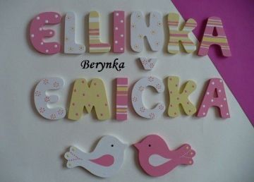 Dřevěná písmenka "proužky a puntíky"