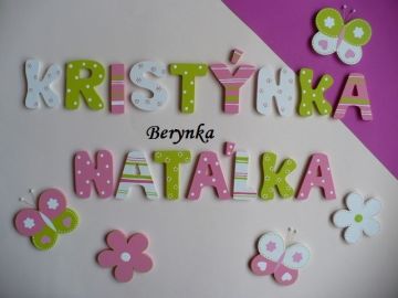 Dřevěná písmenka "proužky a puntíky"