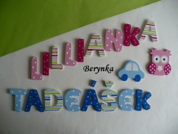 Dřevěná písmenka "proužky a puntíky"