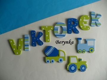 Dřevěná písmenka "proužky a puntíky"