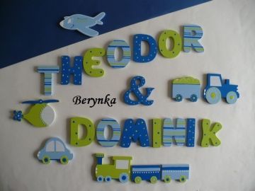 Dřevěná písmenka "proužky a puntíky"