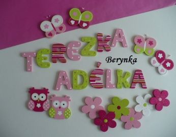 Dřevěná písmenka "proužky a puntíky"