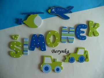 Dřevěná písmenka "proužky a puntíky"