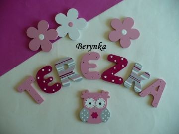 Dřevěná písmenka "proužky a puntíky"