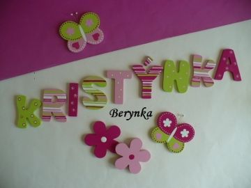 Dřevěná písmenka "proužky a puntíky"