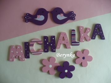 Dřevěná písmenka "proužky a puntíky"