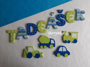 Dřevěná písmenka "proužky a puntíky"