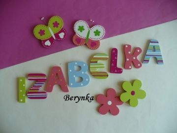 Dřevěná písmenka "proužky a puntíky"