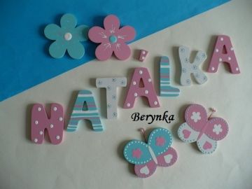 Dřevěná písmenka "proužky a puntíky"