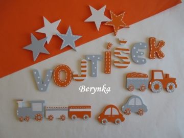 Dřevěná písmenka "proužky a puntíky"