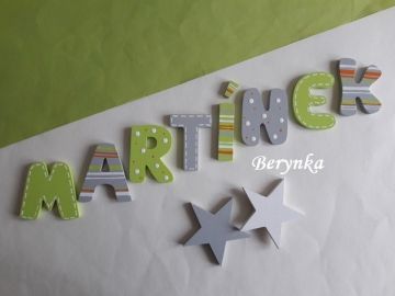 Dřevěná písmenka "proužky a puntíky"