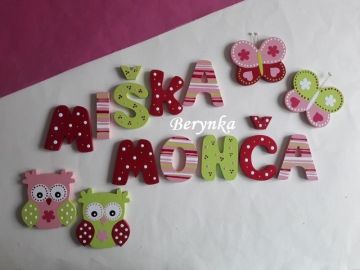 Dřevěná písmenka "proužky a puntíky"
