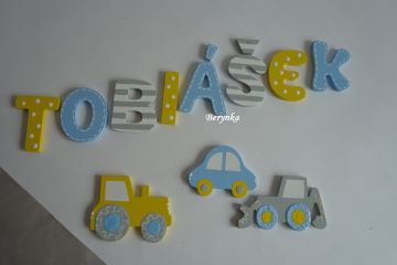 Dřevěná písmenka "proužky a puntíky"