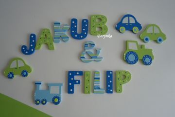 Dřevěná písmenka "proužky a puntíky"