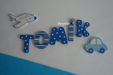 Dřevěná písmenka "proužky a puntíky"