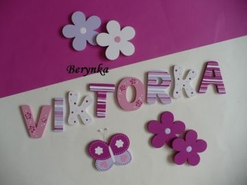 Dřevěná písmenka "proužky a puntíky"