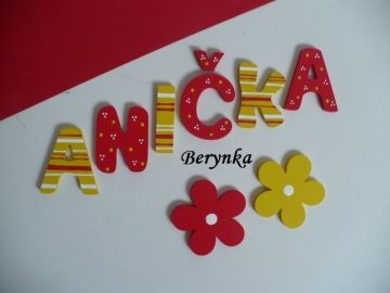 Dřevěná písmenka "proužky a puntíky"