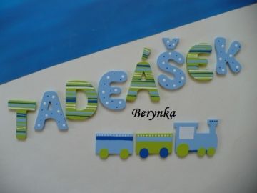 Dřevěná písmenka "proužky a puntíky"