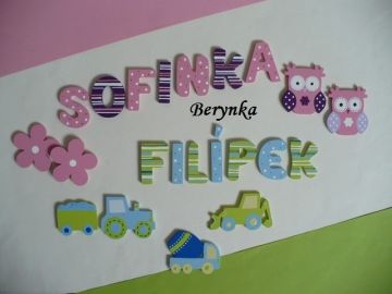Dřevěná písmenka "proužky a puntíky"