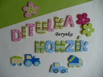 Dřevěná písmenka "proužky a puntíky"