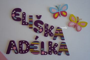 Dřevěná písmenka "proužky a puntíky"