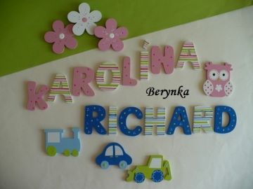 Dřevěná písmenka "proužky a puntíky"