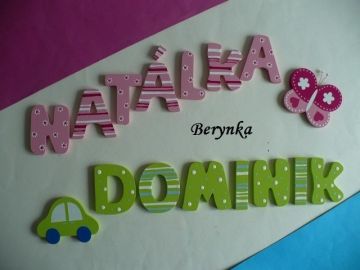 Dřevěná písmenka "proužky a puntíky"