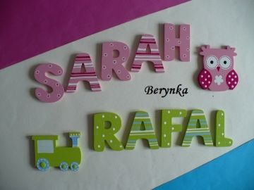 Dřevěná písmenka "proužky a puntíky"