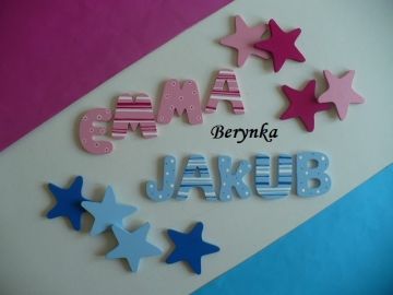 Dřevěná písmenka "proužky a puntíky"