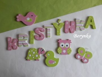 Dřevěná písmenka "proužky a puntíky"