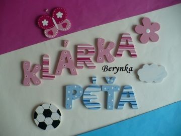 Dřevěná písmenka "proužky a puntíky"