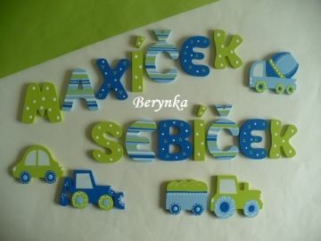 Dřevěná písmenka "proužky a puntíky"